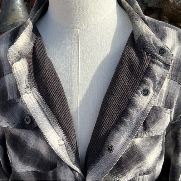Prana Flannel w/Lining (Thermal) Snap-Down Shirt Black and Grey L/S Mens Size XL - Picture 3 of 12